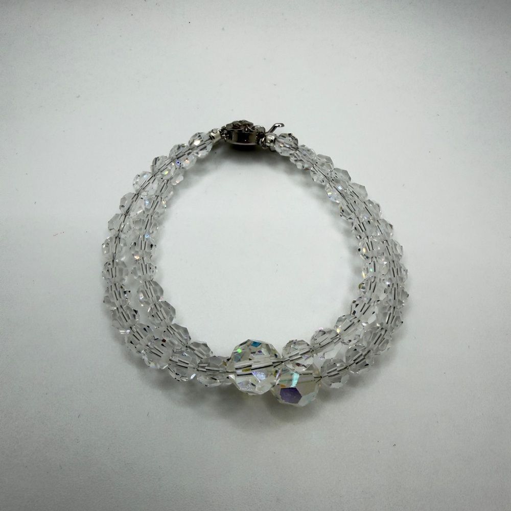 ~7" Revived double stranded Crystal and AB accent bracelet w/ 925 insert‎ clasp!